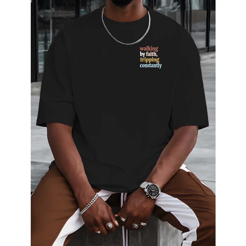 European Size Graphic Summer Outdoor Men's Short-sleeved T-shirt for Summer Fashion Trendy Top Printed Men's Base Shirt Spring and Summer Round Neck