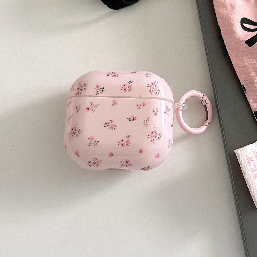 Cute Simple Fresh Flower Gloss Soft Shell Fashion Heart Pendant Suitable Girl Earphone Protection Case for AirPods 1 2 3 4 Pro 2