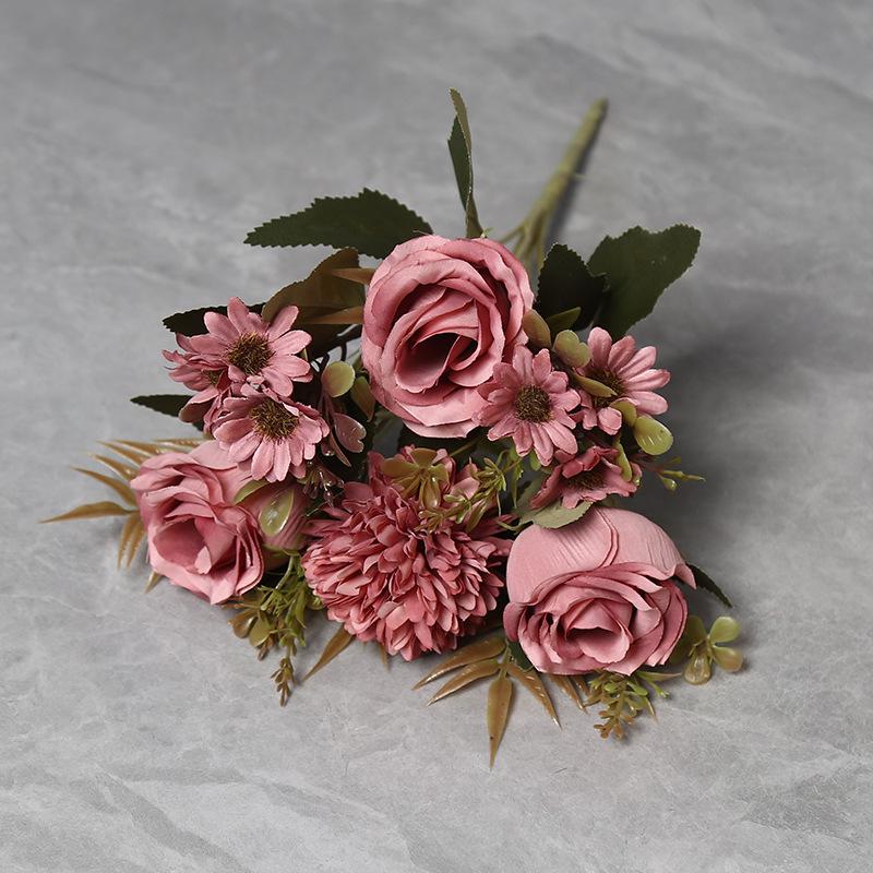 European Style Silk Rose Artificial Flower Bouquet for Home Décor and Weddings