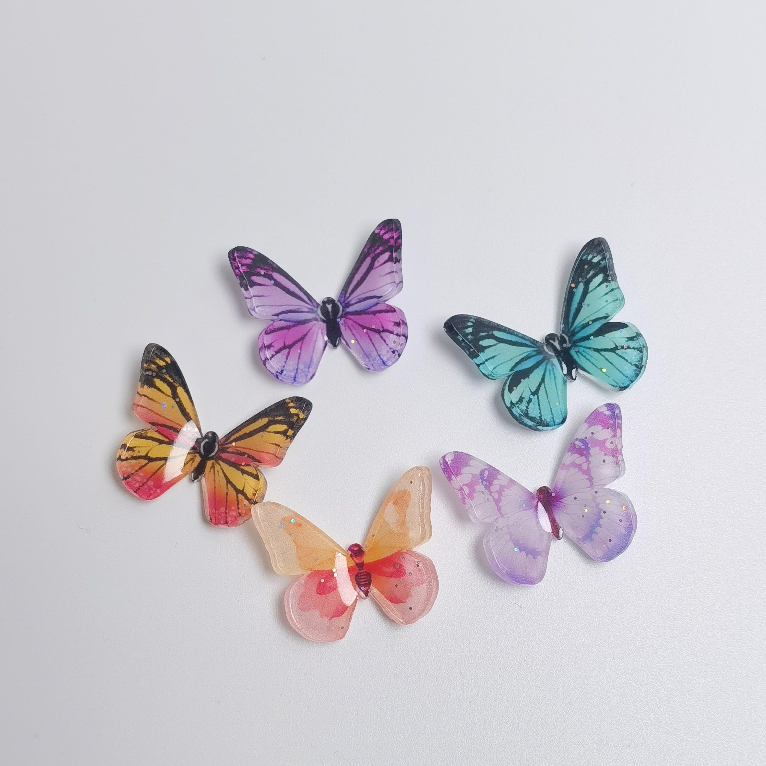 Bulk 100Pcs Flatback Resin Butterfly Charms 22*25MM Cute Butterflies Embellishments for Scrapbooking Nail Art Phone Case Decor 22*25mm-100pcs/bag