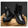 Men S Black High Top Martin Boots Casual Versatile Leather Shoes
