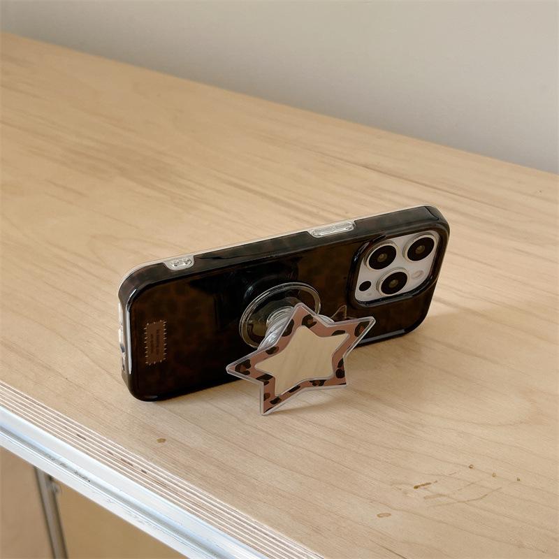 

High-End Leopard Print Star Mirror Stand Case for iPhone 17 Apple 16 Pro Max/15/14 iPhone 13