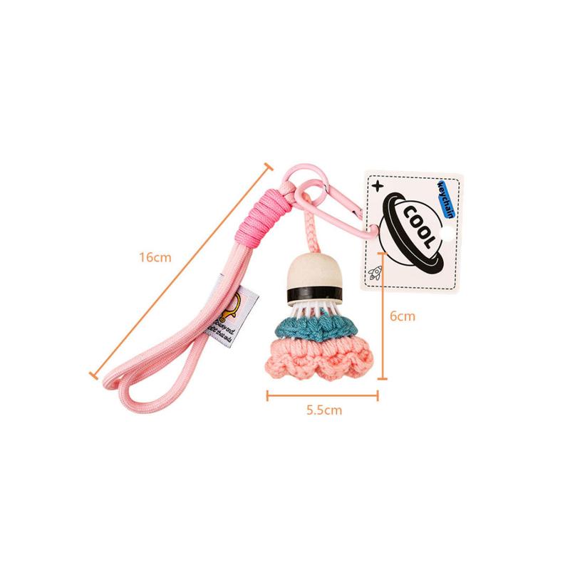 Badminton Shuttlecock Keychain Handmade Colorful Soft Lanyard Decor Lightweight Backpack Hanger for Sports Fans Creative Gift