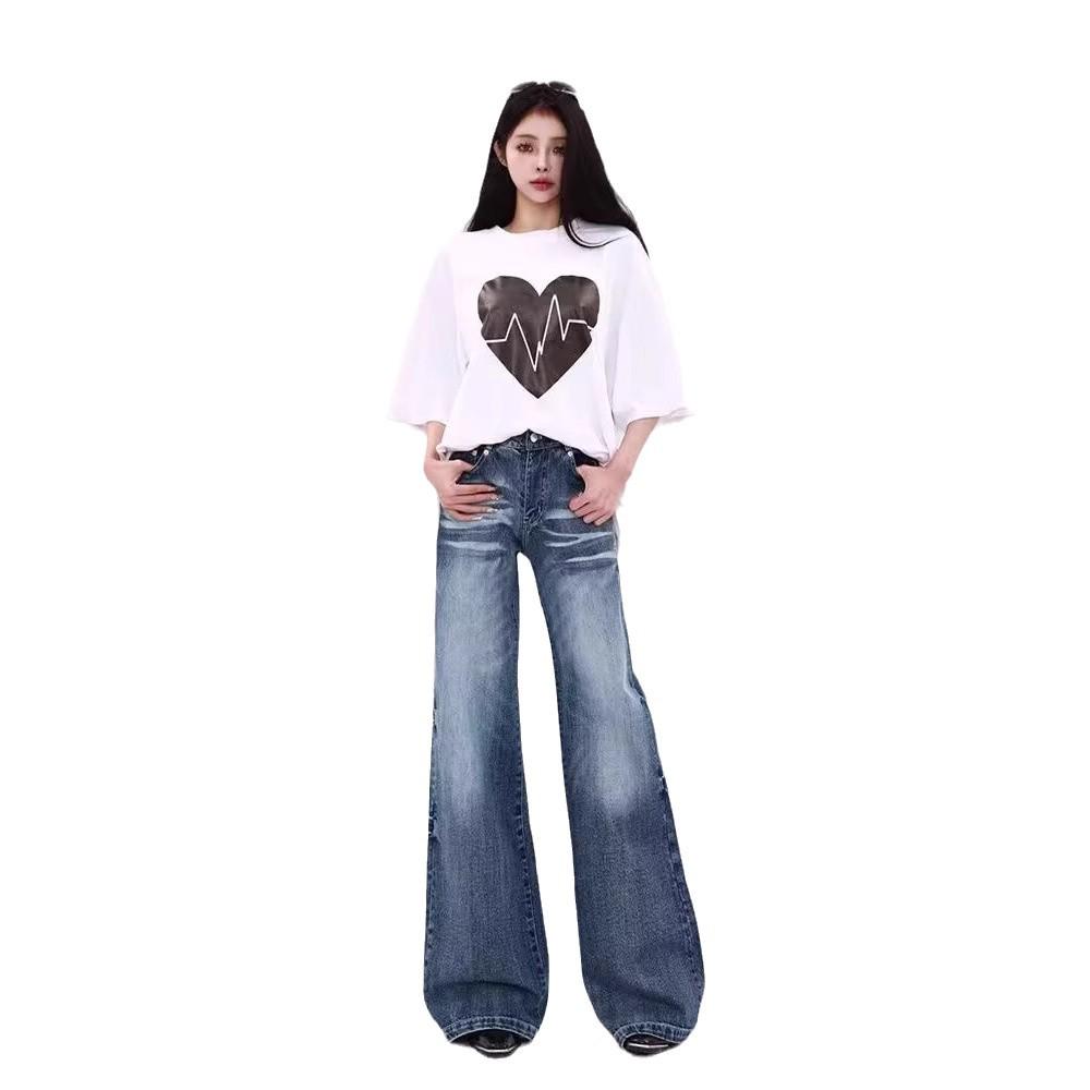 Women’s Retro Micro Flare Slimming Floor-Length Jeans for Spring/Autumn