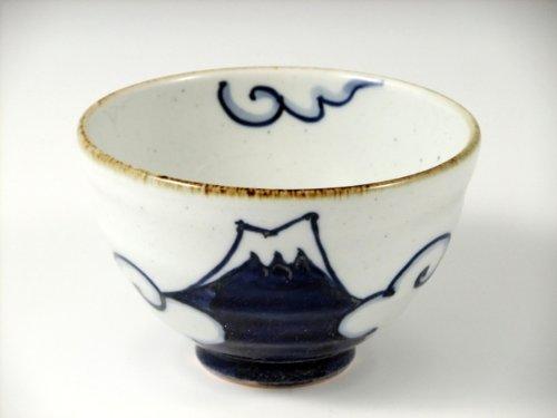 Arita Hasami Ware Shoho Kiln Blue Fuji and Red Fuji Pair of Tea Bowls (Couple Tea Bowls) 20850