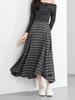 Xin Ge Plaid High Waist Fishtail A-line Skirt – Korean Style Long, Irregular Cut