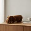 Flocked Rhino Figurine Modern Minimal Animal Touch Display Piece for Sample Room,