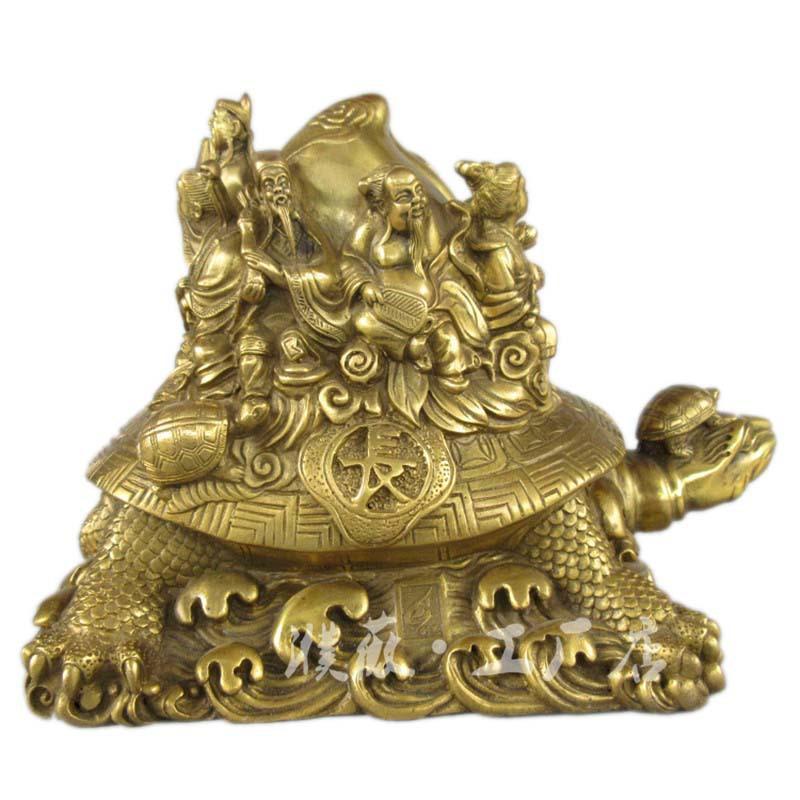 Brass Copper Head Eight Immortals Dragon Turtle Home Store Craft Decoration Ornament