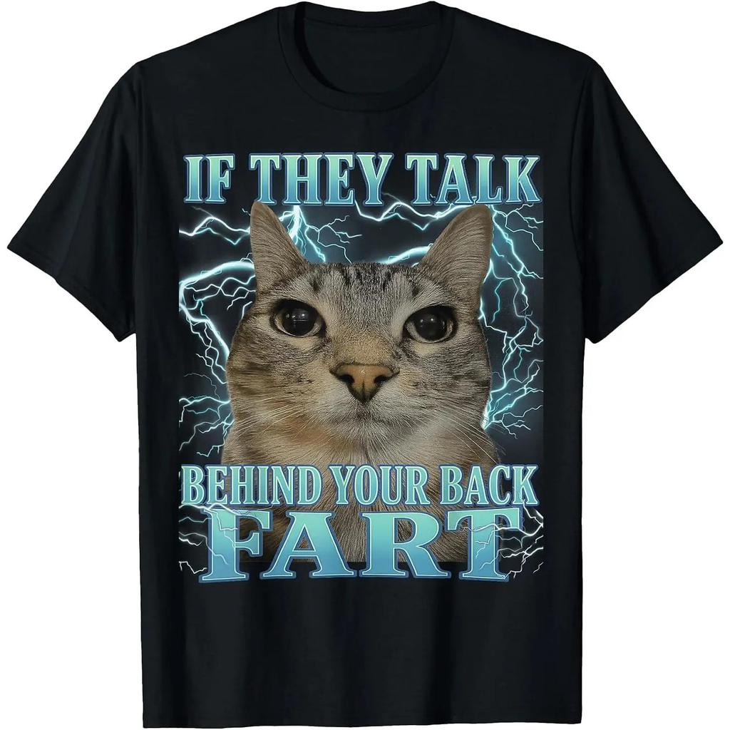 Funny Fart Cat Meme Graphic Unisex Short?Sleeve Casual Fashion T?Shirt