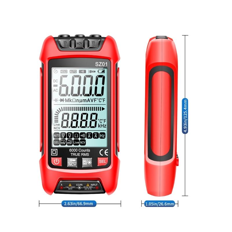Digital Multimeter Voltage Current Resistance Tester with Flashlight NCV for Measuirng AC/for DC Voltage Current Frequen