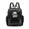 Bestickter Rucksack mit Totenkopf und Rose | Strukturierte PU-Leder, Verstellbare Schultergurte, Gothic