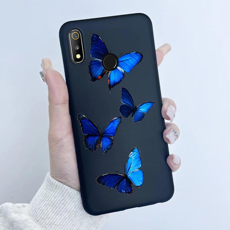 

For Realme 3 3i 3Pro Phone Case Butterfly Flower Girl Design Soft Silicone TPU Back Housing for Oppo Realme 3 Realme3 Pro Covers Realme 3 (3i)