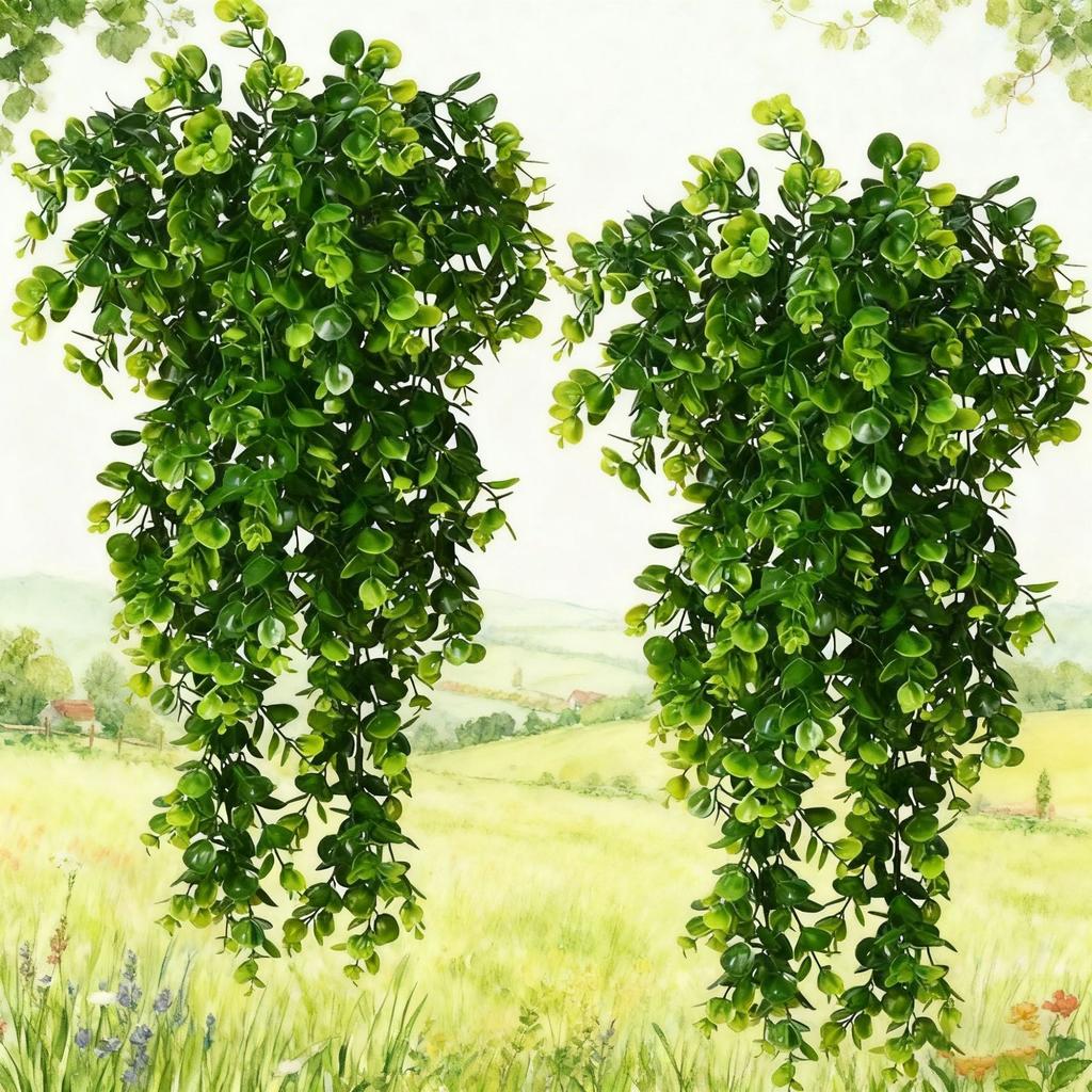 2pcs Outdoor Hanging Artificial Greenery Set UV-Resistant Faux Ivy Plastic Leaves for Garden Patio Porch Office Wedding Festival