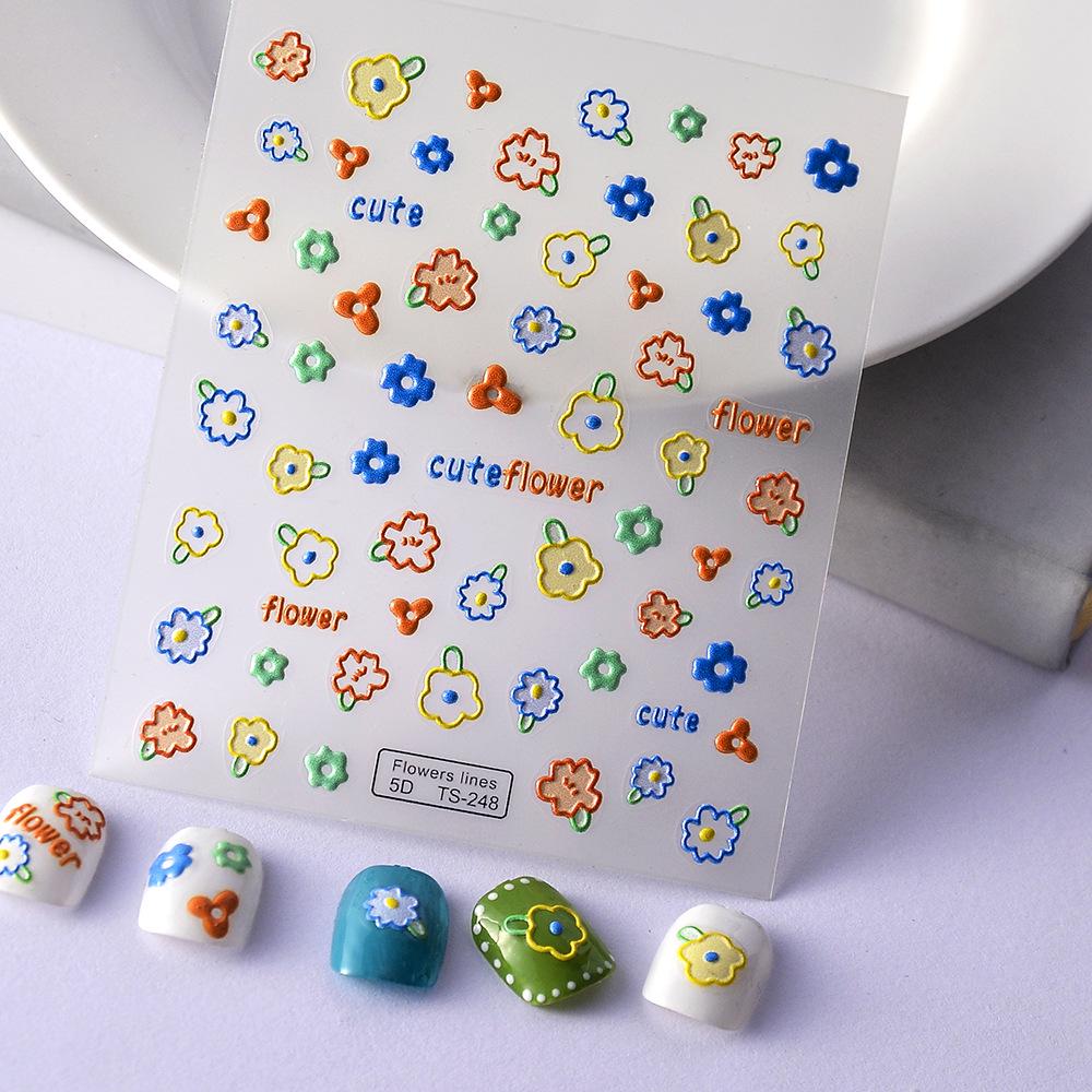 5D Embossed Honey Bear Cartoon Animal Nail Stickers