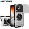 KEYSION Magnetic Phone Case for TECNO Pova 8 Pro 5G Slide Camera Protection Upright Kickstand 360° Ring Shockproof Back Cover