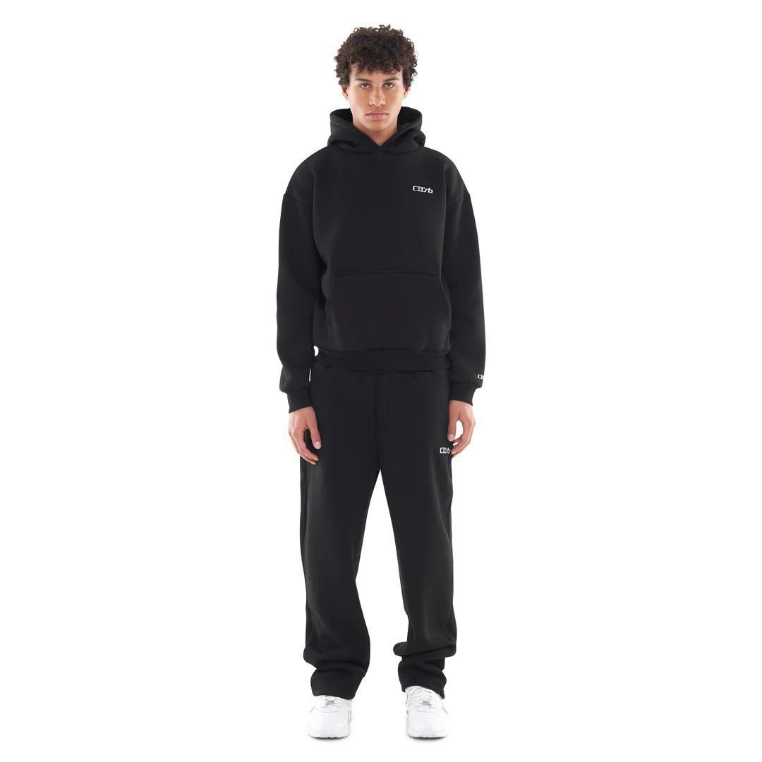 Trendiges Unisex Streetwear Sweatshirt und Jogginghosen Set XS black