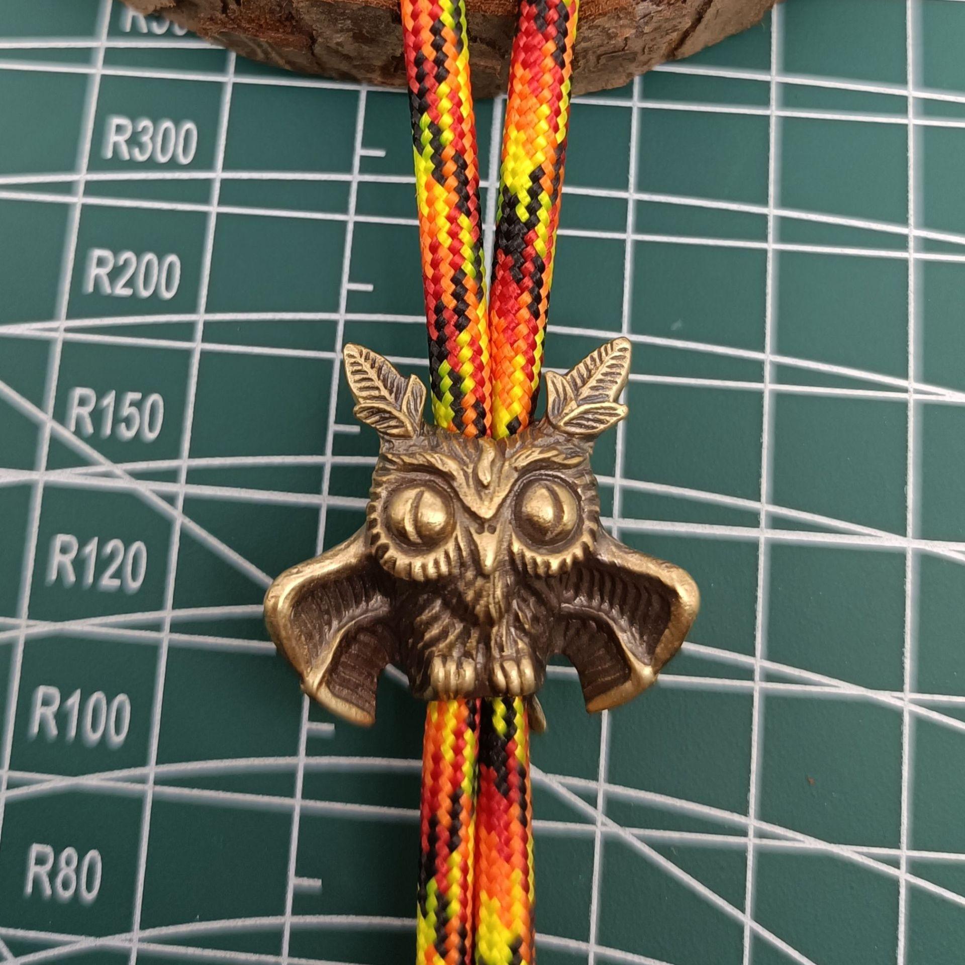 Retro Copper Owl EDC Paracord Lanyard: Keychain, Flashlight DIY Pendant латунный