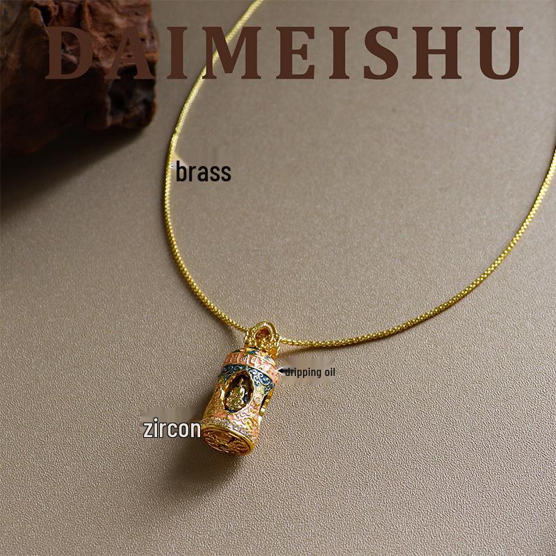 Autumn/Winter Gold Enamel Buddha Necklace - Luxury High-End Clavicle Chain