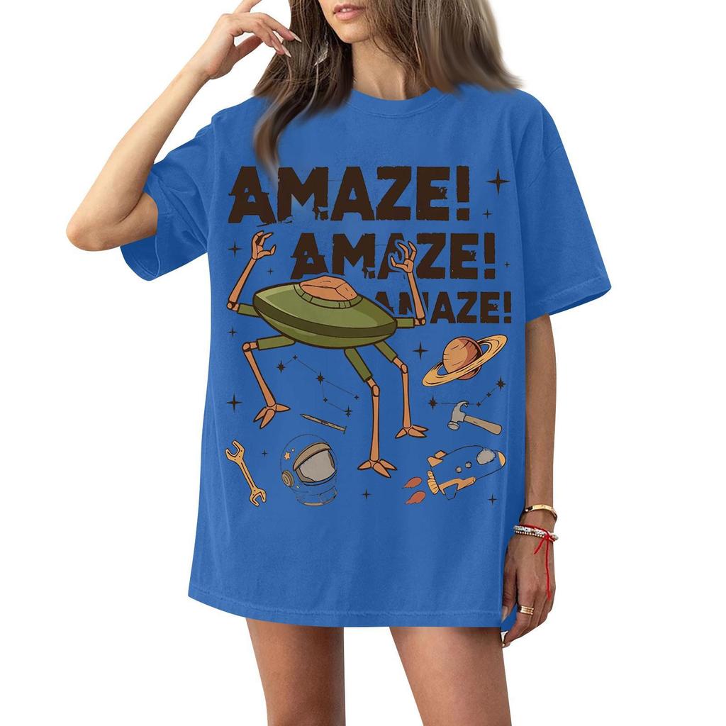 Women's round-neck casual printed short-sleeved T-shirt top