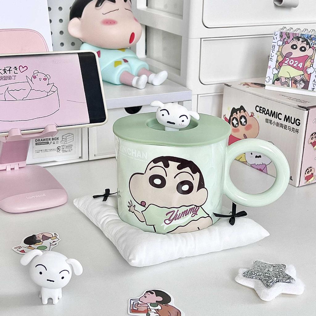Cute Crayon Small New Cup, Birthday Gift for Boys and Girls, High-value Ceramic Mug with Lid, Couple Coffee Cup