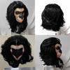 Latex Schwarzes Langes Haar Affenkopfmaske Für Halloween-Kostüme Und Party-Rollenspiel