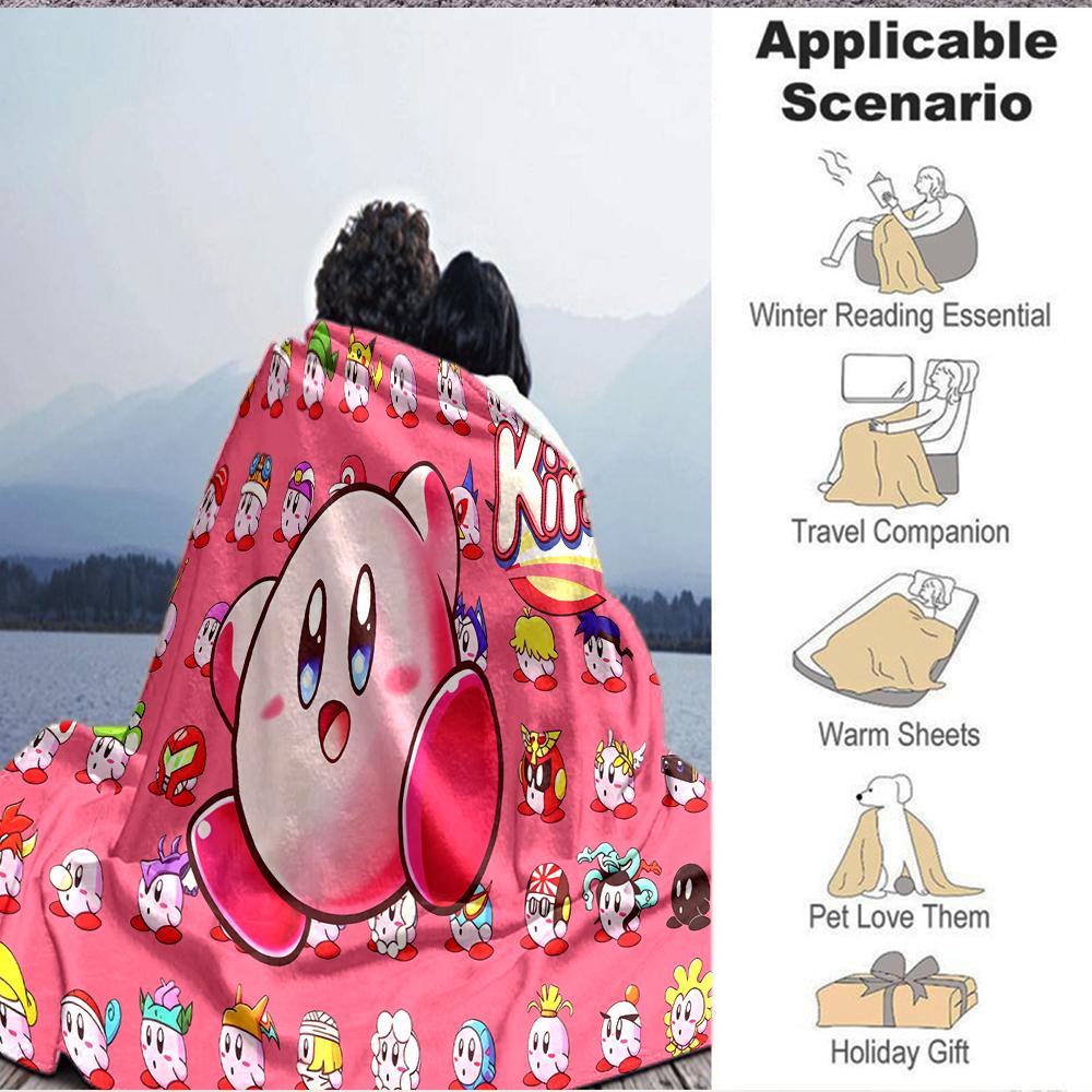 1Pc Kirby'S Colorful Friends Blanket Soft And Comfortable Casual Warm Camping Travel Christmas Halloween Xmas Gift M92499
