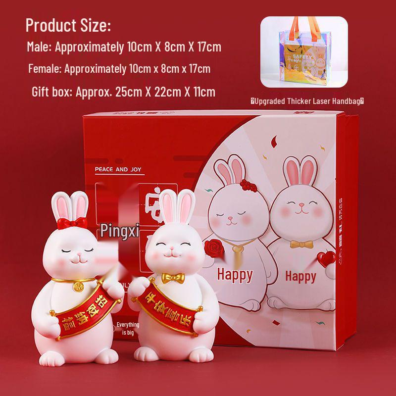 Creative Rabbit Figurine: Festive Newlywed Gift & Decoration for Couples