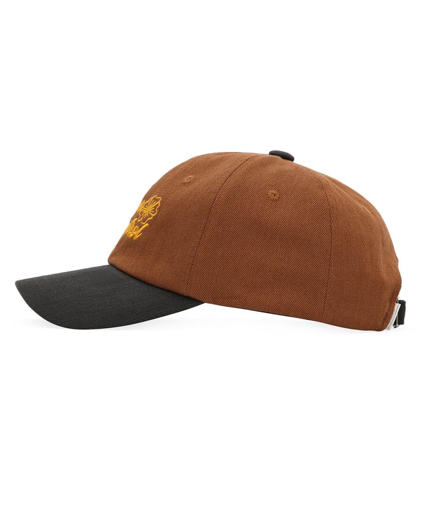 Eondeokeonteulol Four Seasons Washed Cotton Color Block Soft Top Logo Ball Cap Unisex Baseball Cap Floral Script / Washed B B / Camel Charcoal
