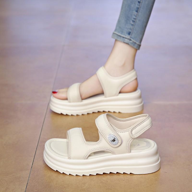 Mode Zehenoffene Schuhe Strandsandale Frau Luxus Clogs mit Absatz Große Größe 2025 Sommeranzug Weiblich Beige Peep Komfort Dick Große Mädchen S
