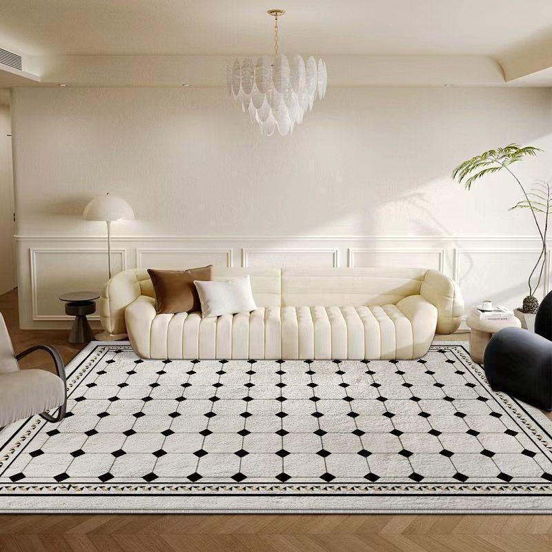 Washable Faux Wool Area Rug Living Room Geometric Soft Non-Slip Floor Mat Modern Minimalist Home Decor