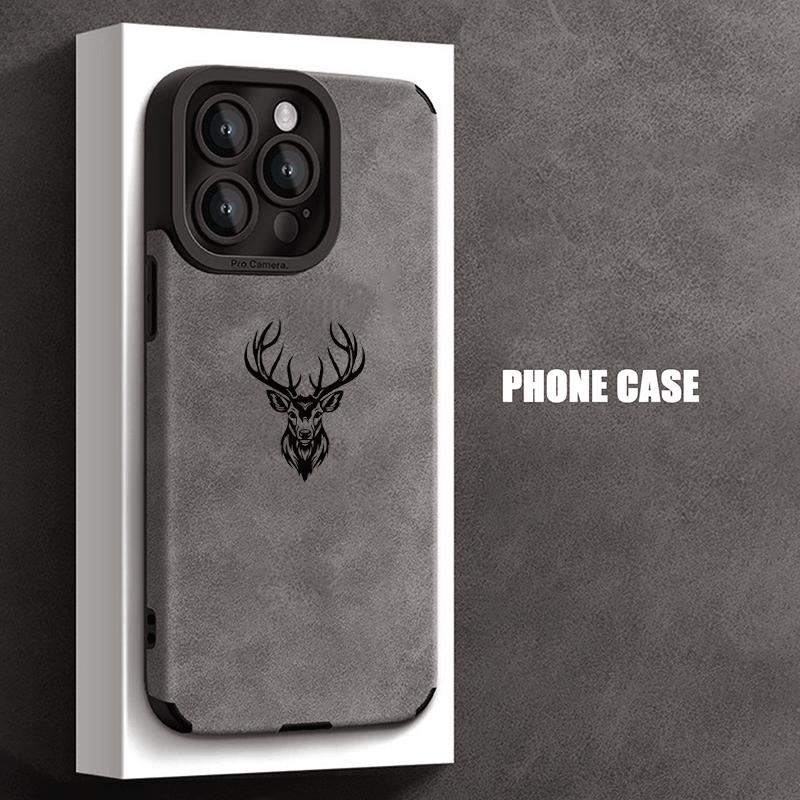 Luxury Black Deer Pattern Mobile Phone Case for iPhone 17 16 15 14 13 12 11 Pro/ Max /Plus Anti-fall and Shockproof Back Cover
