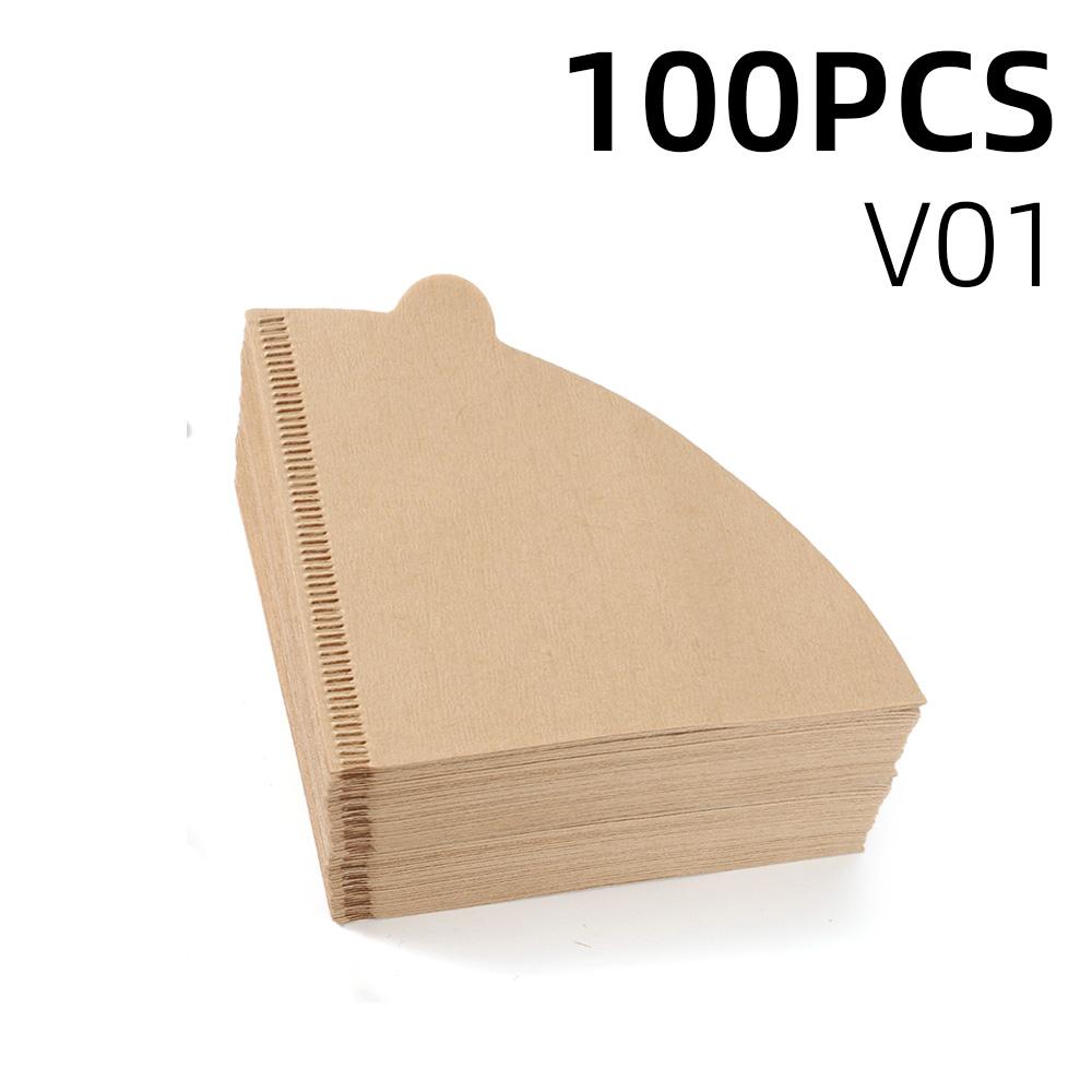 Coffee Paper Filters 100PCs/40PCs Unbleached V01 V02 Cone Filter Pour Over Natural Wood Pulp 60 Degree Drip Coffee Paper Filters