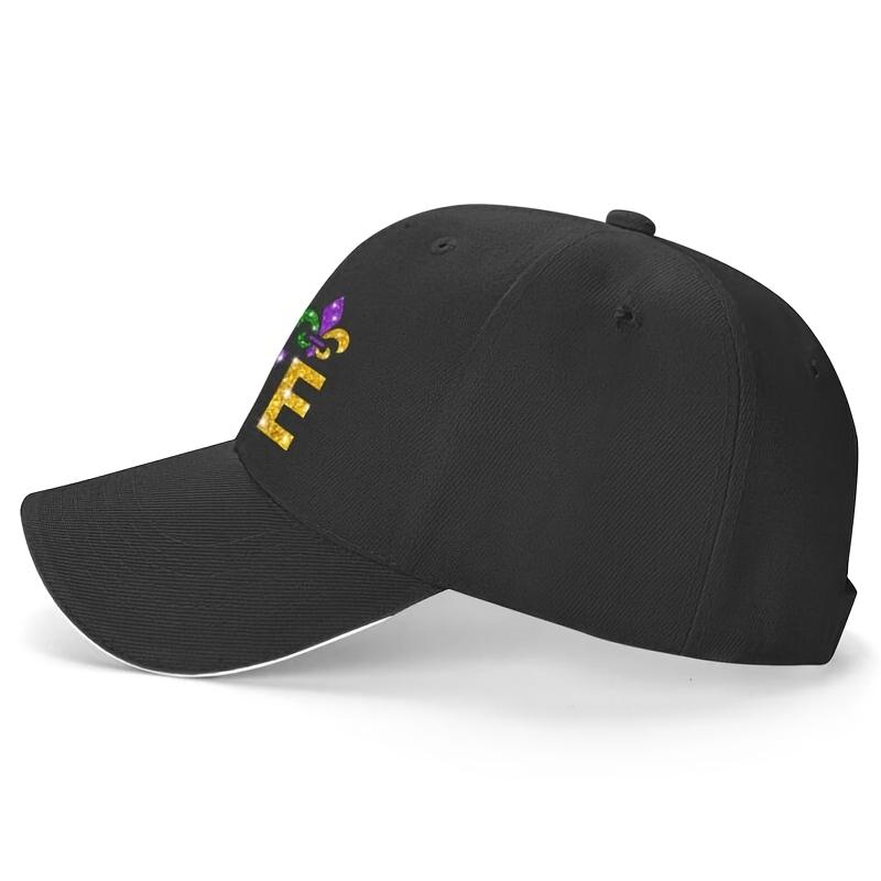 Mardi Gras Love Fleur De Lis Baseball Cap Polyester Adjustable Breathable Outdoor Casual Hat Unisex