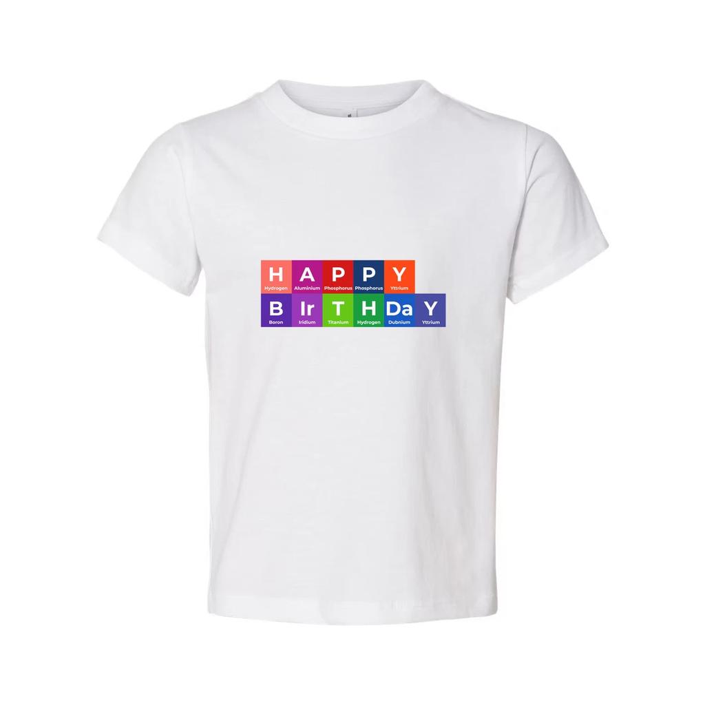 Happy Birthday Periodic Table Design Unisex T Shirt With Colorful Block Elements