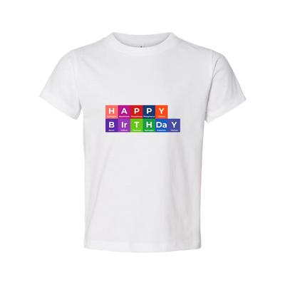 Happy Birthday Periodic Table Design Unisex T Shirt With Colorful Block Elements