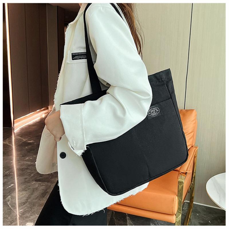 2025 Pure Color Simple Large Capacity Shoulder Bag Tote Shopping Bag