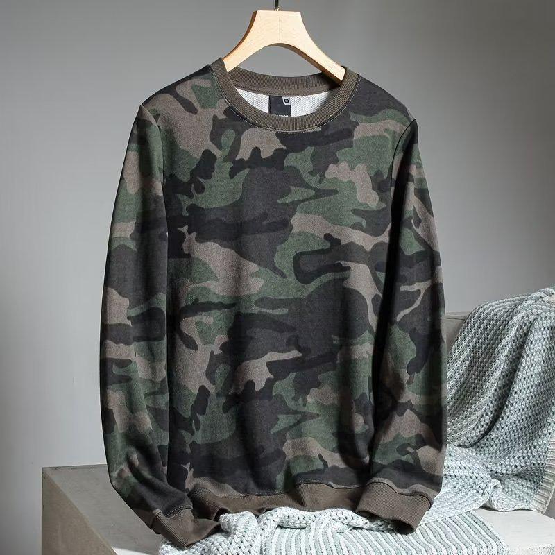 Felpa con cappuccio casual da uomo autunnale con stampa mimetica, manica lunga