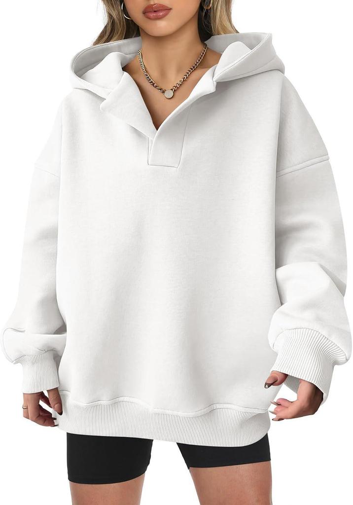 2024 Autumn/Winter Women's Solid Color Hooded Sweatshirt - Long Sleeve, Loose Fit Top