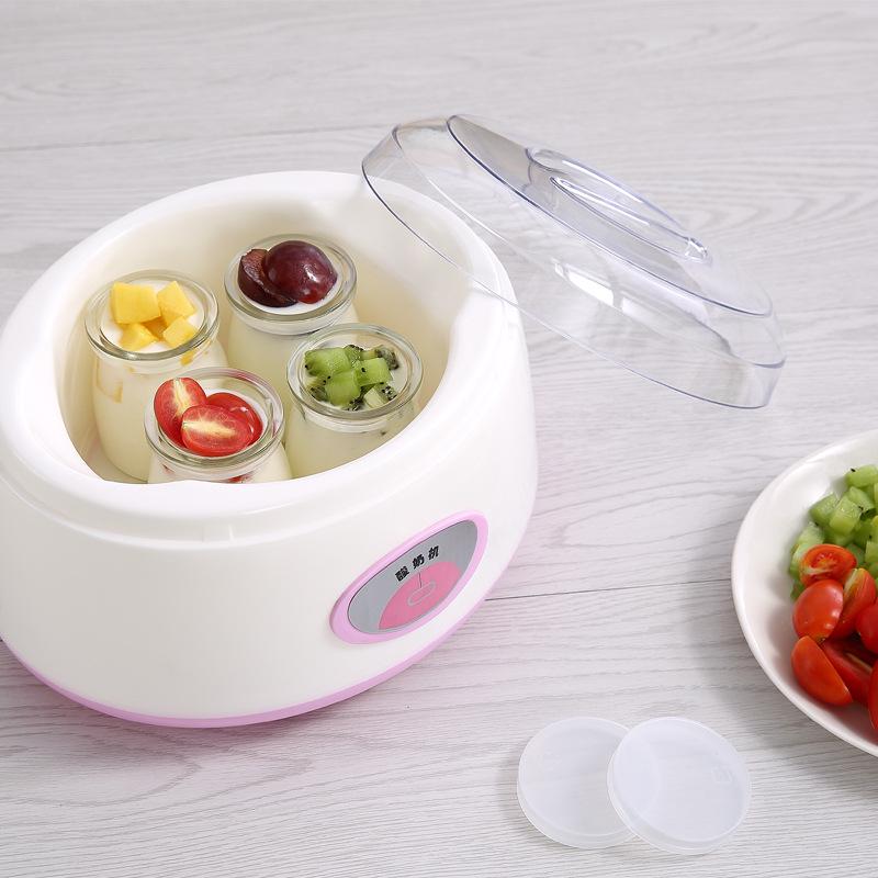 Rustfritt stål 1L Automatisk Yoghurtmaskin - Kompakt husholdningsapparat for yoghurt, natto og risvin