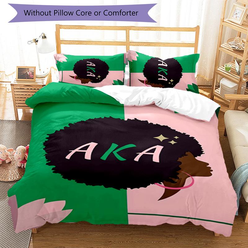 3pcs AKA logo9 pattern bedding set duvet cover set includes duvet cover &pillowcases, perfect all season bedroom decoration & gift