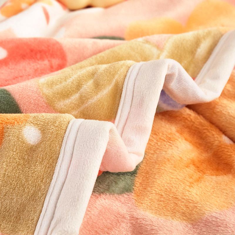 Thicken and Warm Plush Blanket Napping Flannel Blankets Active Printing and Dyeing Thin Quilt Floral Style Warm Bedspreads Large Size Bedclothes