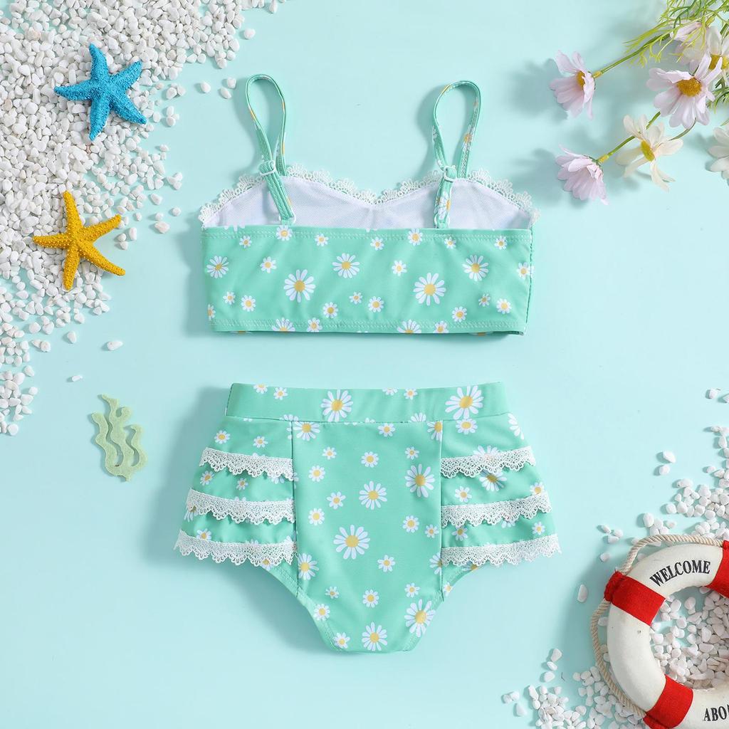 Children's Daisy Print Two-Piece Bikini Set