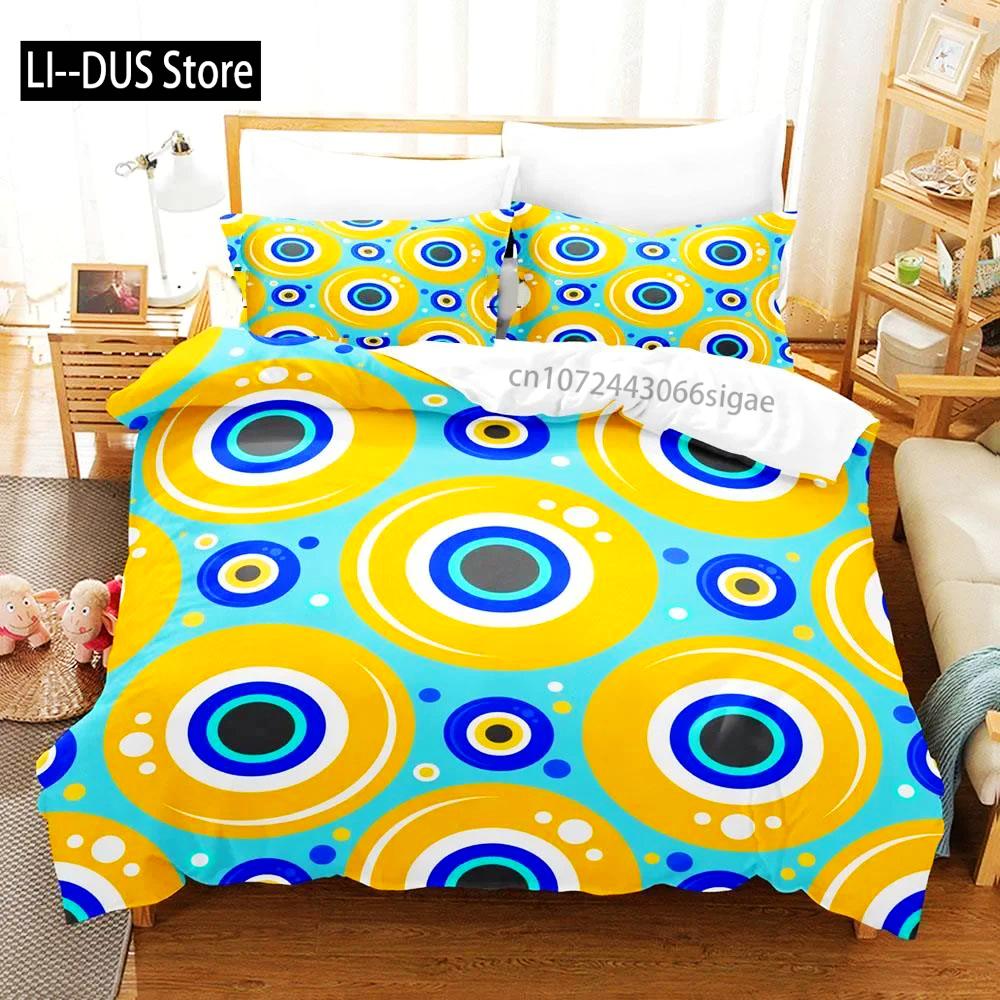 Hip Hop Turkish Evil Eye Bedding Set Single Twin Full Queen King Size Aldult Boys Man Bedroom Duvet Covers Sheet Set