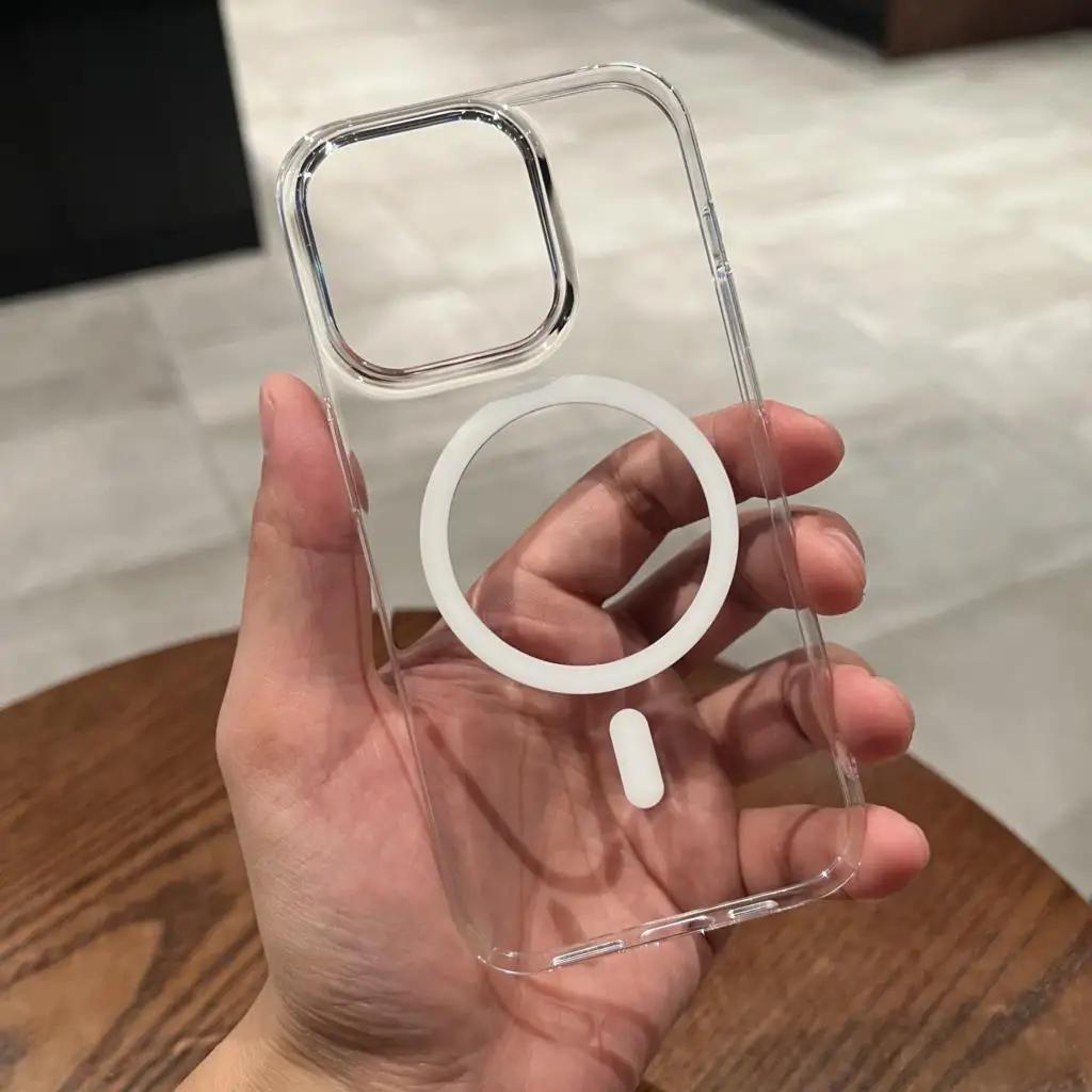 Ultra Thin Super Transparent Hard PC Case for iPhone 16 Pro Max 15 14 Plus 13 12 11 Magsafe Magnetic Clear Protective Funda Capa