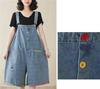Denim Loose Solid Color Short Denim Wide Leg Summer with Pockets [Mohokyo] Women's Shorts, Fit, Overalls, Jeans, Pants, 5/8 Length, Pants, Casual,