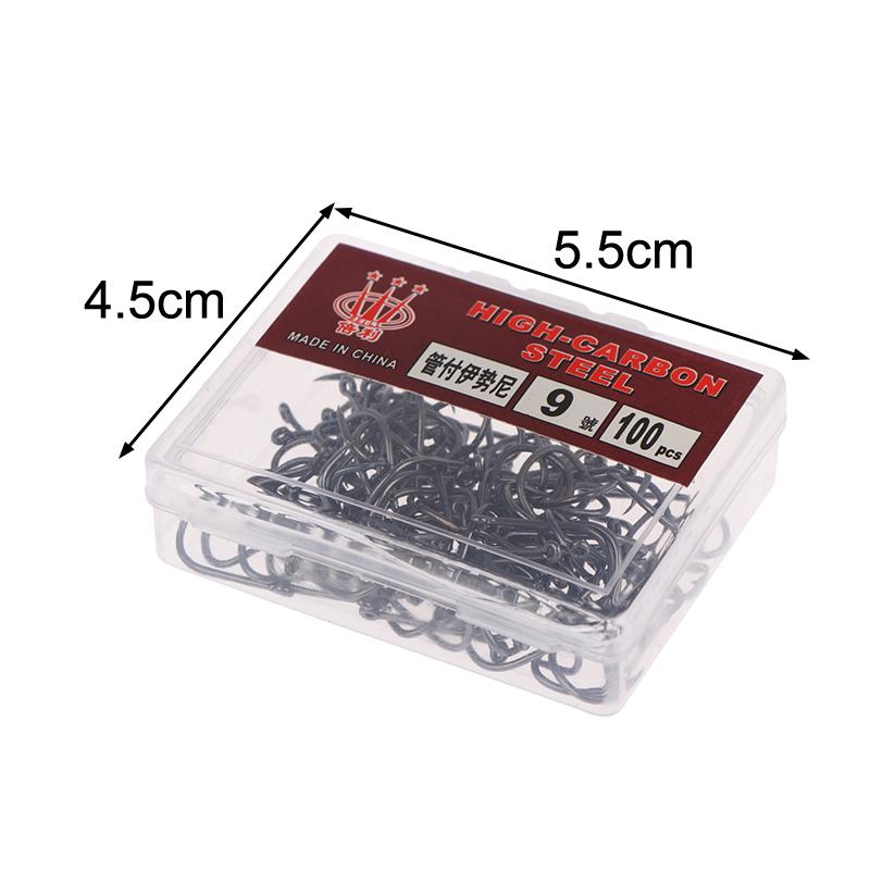 100Pcs/Box High Carbon Steel Fish Hook Durable High Strength Barbed Fishing Hooks With Ring For Carp Fishing Accessories