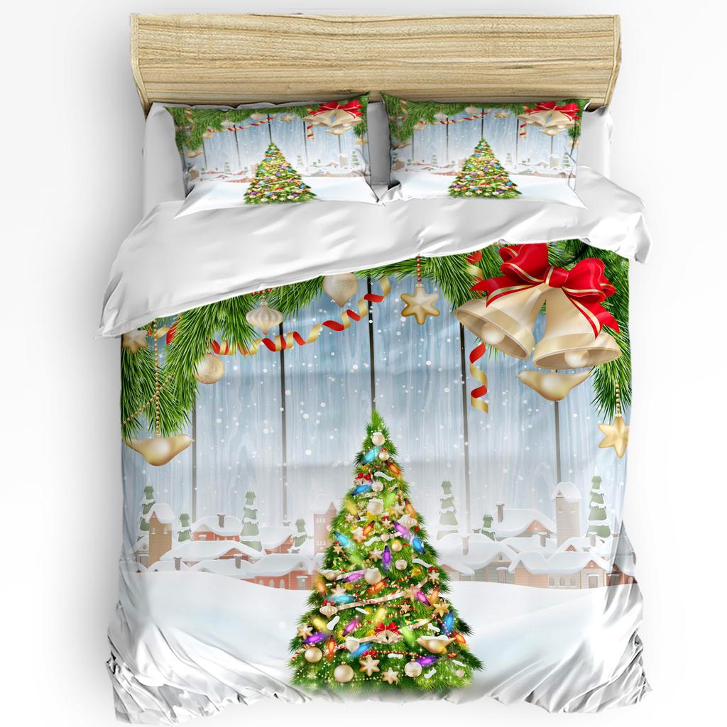 Christmas Snowflake Blue 3pcs Bedding Set For Double Bed Home Textile Duvet Cover Quilt Cover Pillowcase
