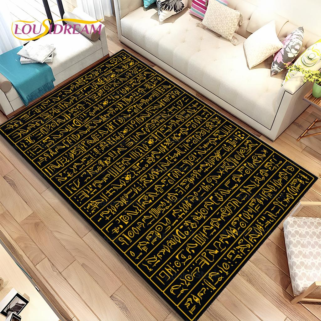 Egyptian Mythology Pharaoh Hieroglyphics Area Rug,Carpet for Home Living Room Bedroom Sofa Doormat Decor,kids Non-slip Floor Mat