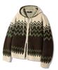 TRILLION Washable Nordic Jacquard 2-Way Hooded Zip-Up Knit [Beige]