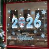 2026 Christmas Window Stickers Blue Christmas Snowman Snowflakes Winter Home Party Decoration Stickers